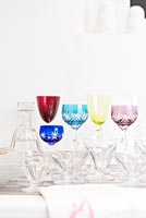 Colourful glasses in kitchen