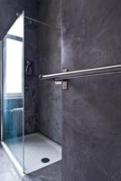 Contemporary polished concrete shower