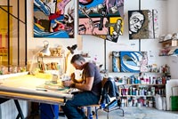 Artist Pascal working in his studio