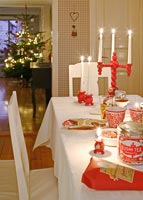 Kitchen table with traditional Swedish christmas food