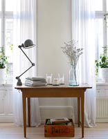 Wooden table and vintage accessories