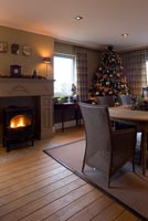 Country style dining room decorated for Christmas
