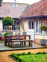 Converted barn and modern patio
