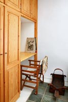 Wooden cupboards with built in desk