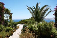 Mediterranean garden overlooking sea