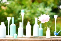 Bottles on garden table