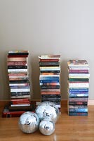 Stacks of books and glitter balls