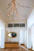 Fairy lights suspended from ceiling