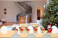 Christmas tree in open plan dining room