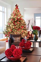 Modern living room decorated for christmas