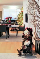 Modern open plan apartment decorated for christmas