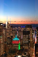New York city lit up at sunset