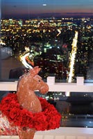Clay sculpture and New York city view
