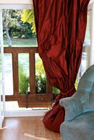 Red silk curtains