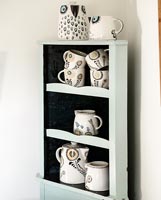 Display of patterned ceramics by Hannah Turner