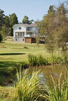 Country house and garden with pond