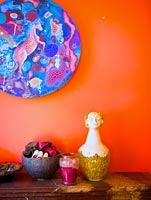 Colourful artwork and pottery