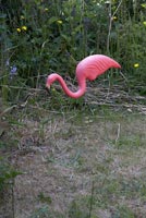 Pink flamingo garden ornament