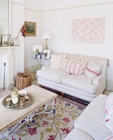 Linen covered sofas and homemade cushions