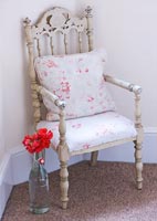 French chair re-upholstered in vintage fabric
