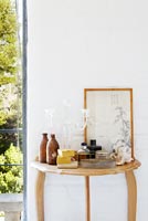 Toiletries on console table
