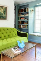 Green velvet sofa