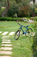 Bicycle on lawn