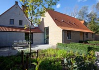 Modern house and vegetable garden
