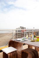 Modern balcony overlooking beach