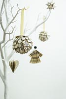 Step by Step guide for making paper cones using music sheet paper - finished baubles