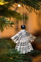 Christmas decoration made from sheet music paper