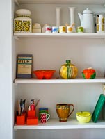 Colourful kitchen shelves
