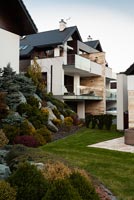 Modern building and landscaped gardens