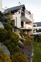 Modern building and landscaped gardens
