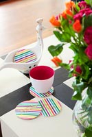 Colourful accessories on coffee table