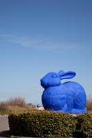Blue rabbit sculpture