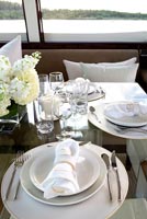 Dining area on luxury yacht
