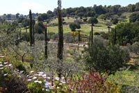 View of countryside from garden, Greece
