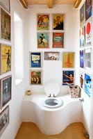 Colourful artwork display in toilet
