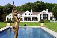 Statue by pool