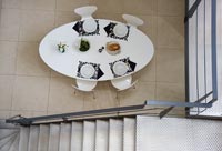 Contemporary dining room viewed from above