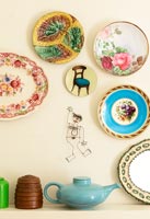 Patterned plates displayed on wall