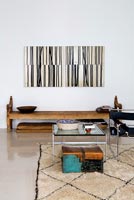 Eclectic living room furniture and abstract painting by Robert  Kelly