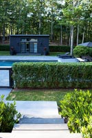 Modern garden with summerhouse
