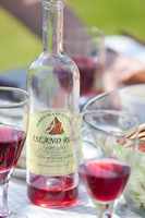 Wine on garden table