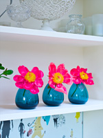 Camellia flowers in blue vases
