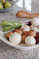 Onions on white platter