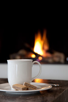 Tea and biscuits by open fire