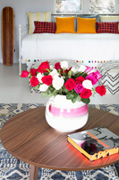 Roses on wooden coffee table