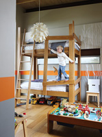 Boy playing in his bedroom
